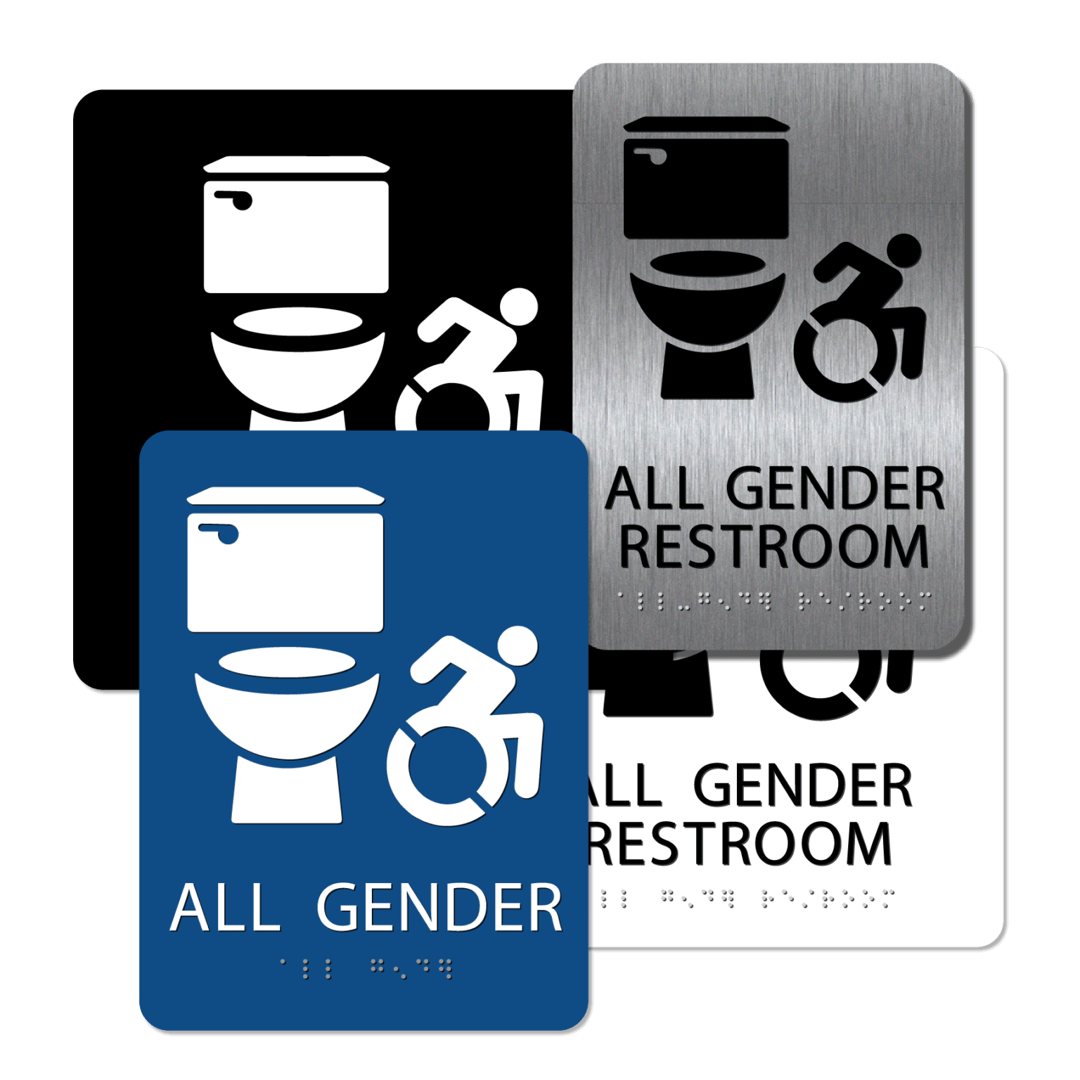 All Gender Bathroom Door Signs, CA Title 24 Alpha Dog ADA Signs