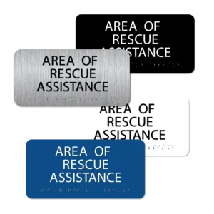 Area of Rescue Assistance Sign with Braille - 4"x 8"