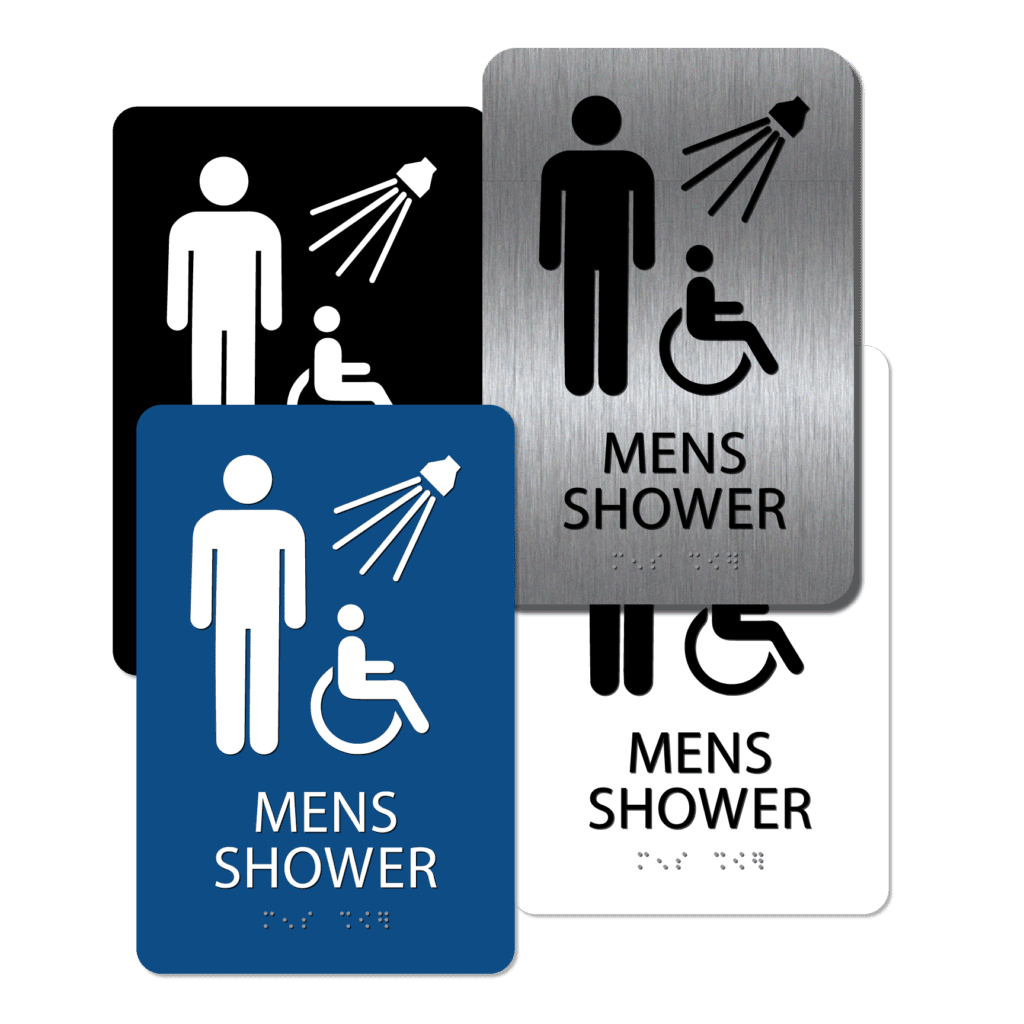 Braille Men's Handicap Shower Signs 9"h x 6"w Alpha Dog ADA Signs