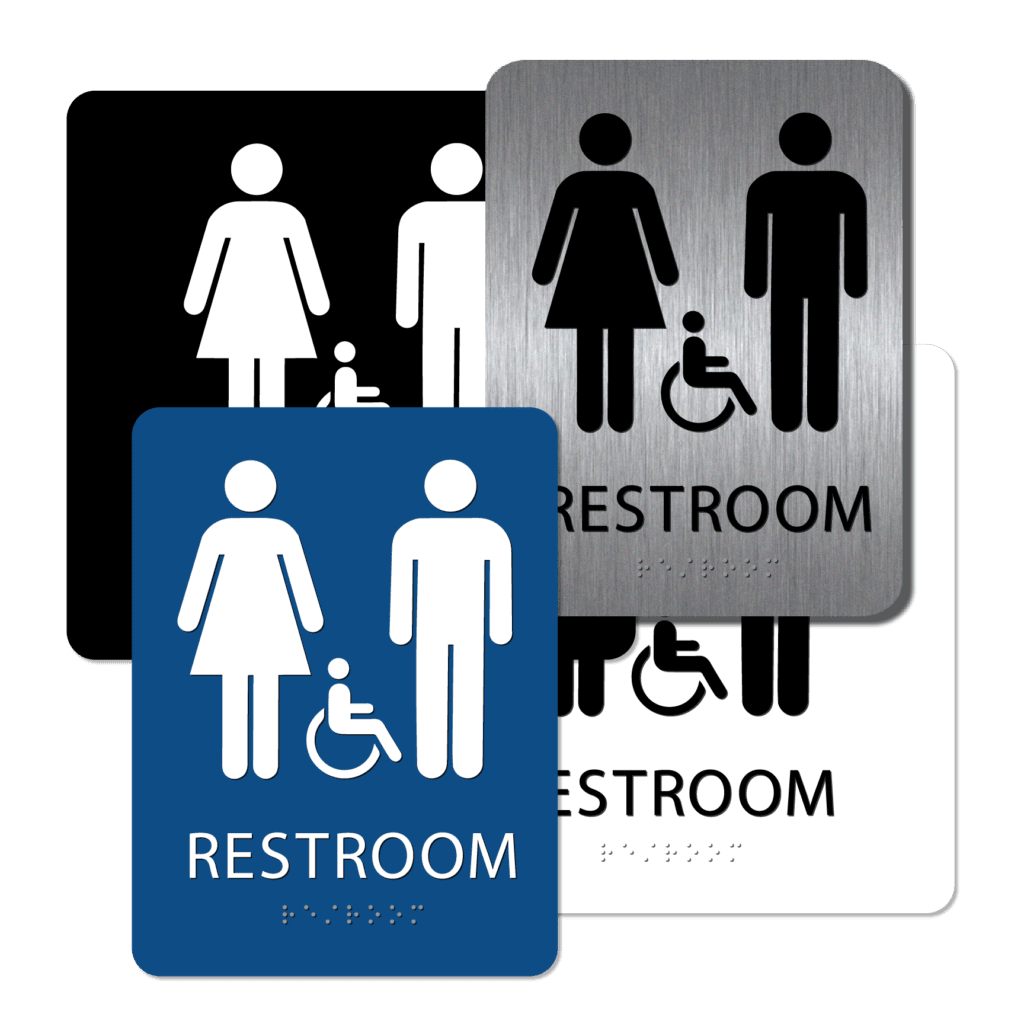 Unisex Handicap Bathroom Signs with ADA Braille Alpha Dog ADA Signs