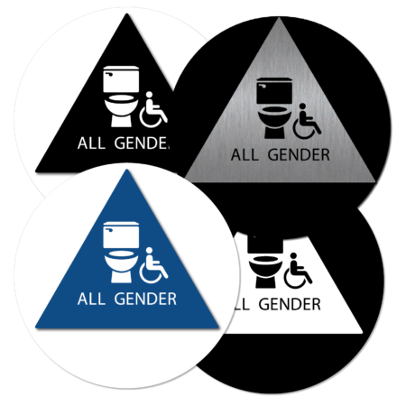 All Gender Bathroom Door Sign, Handicap Accessible