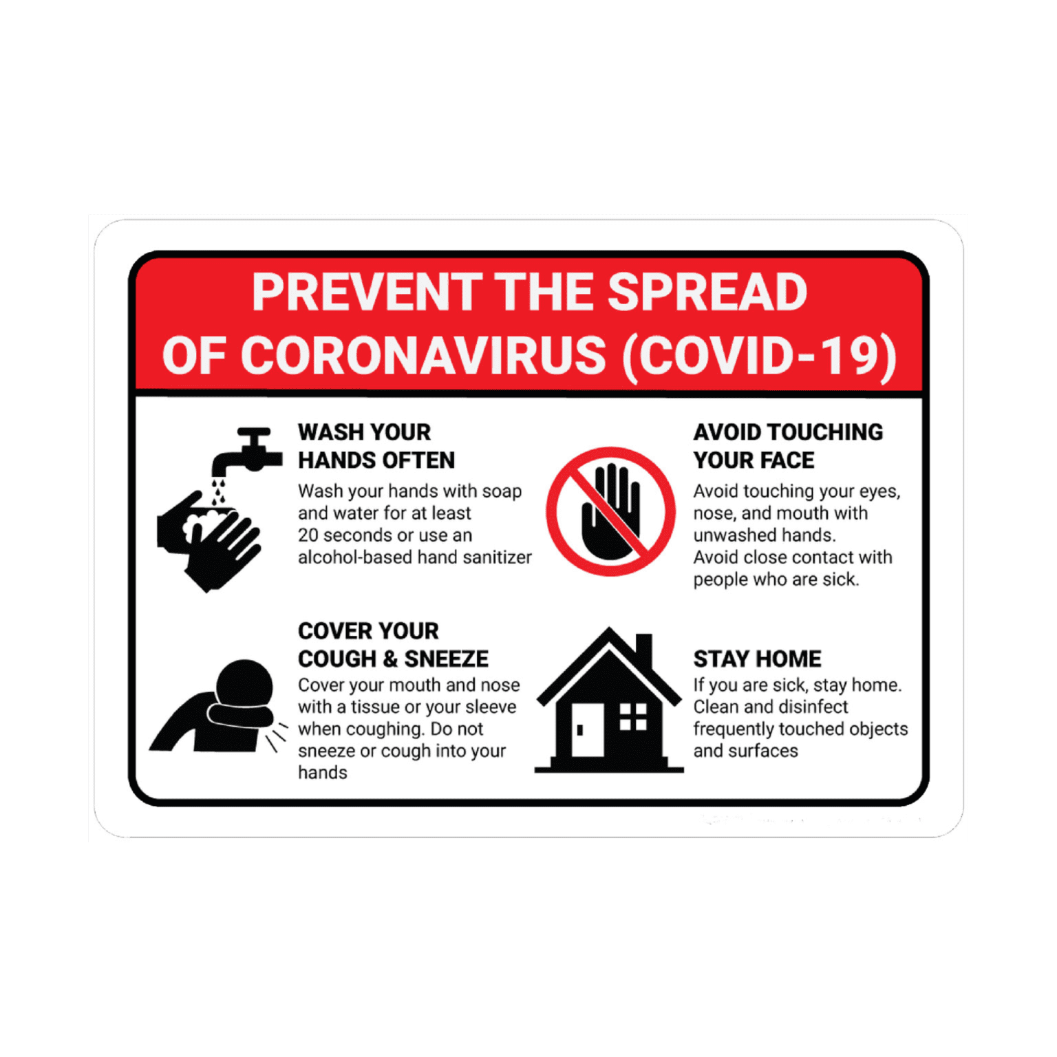 Prevent the Spread of Coronavirus Safety Sign : alpha dog ada signs