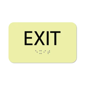 Braille Exit Sign, Photoluminescent, Glow in the Dark - 3"x 5"