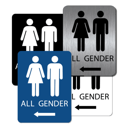 All Gender Bathroom Sign - Left Arrow