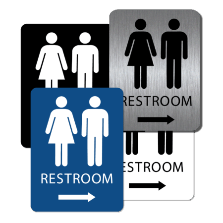 Unisex Bathroom Sign - Right Arrow