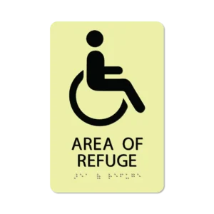 photoluminescent braille area of refuge sign aor69 lg 01 : alpha dog ada signs