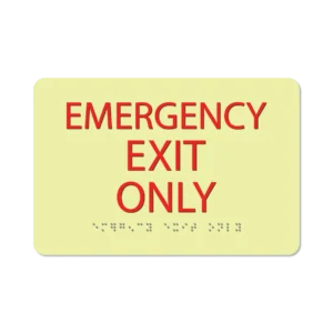 photoluminescent braille emergency exit only sign eeo69 lg 01 : alpha dog ada signs