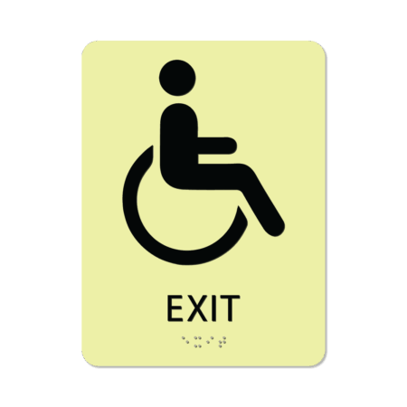 photoluminescent braille handicap exit sign iex86 lg 01 : alpha dog ada signs