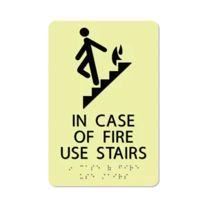 photoluminescent braille in case of fire use stairs sign icofu69 lg 01 : alpha dog ada signs