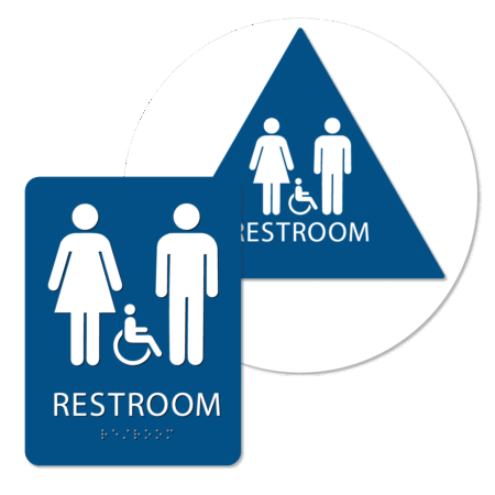 unisex handicap bathroom sign bundle blue ri bun : alpha dog ada signs
