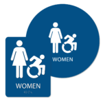 womens active handicap bathroom sign bundle blue wai bun : alpha dog ada signs