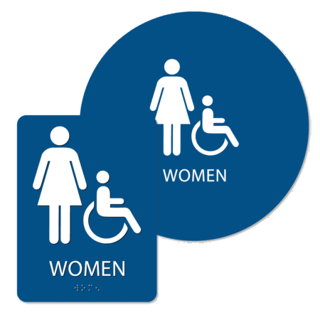 womens handicap bathroom sign bundle blue wi bun : alpha dog ada signs