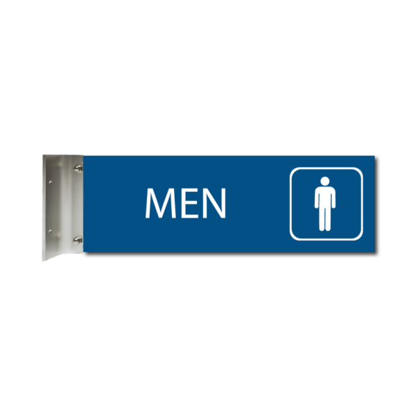 engraved mens restroom corridor sign blue cs412 m : alpha dog ada signs