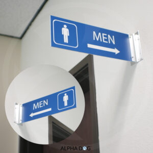 Men's Hallway Corridor Bathroom Sign, Left Arrow - Alpha Dog ADA Signs