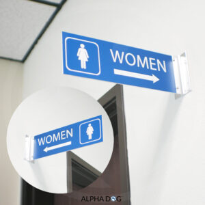 Women's Hallway Corridor Bathroom Sign, Left Arrow - Alpha Dog ADA Signs