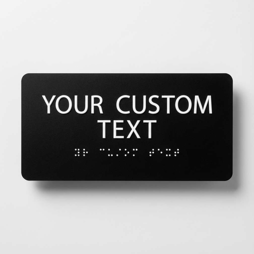 Custom ADA braille door sign in black finish