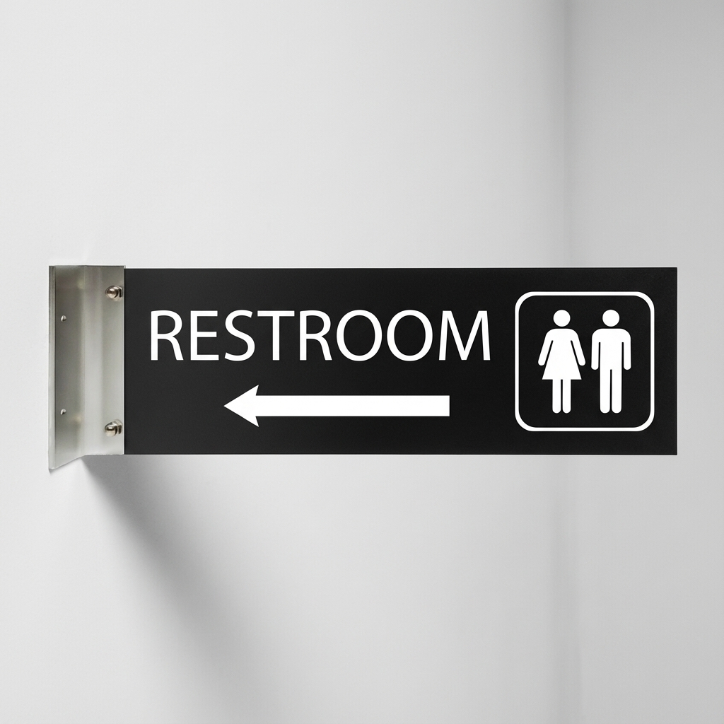 ADA directional arrow sign with braille