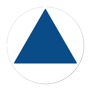 All Gender Bathroom Door Sign (Blank) — CA Title 24 geometric symbol, blue, 12″ × 12″