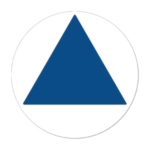 All Gender Bathroom Door Sign (Blank) — CA Title 24 geometric symbol, blue, 12″ × 12″
