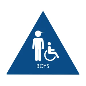 Boys Bathroom Door Sign — CA Title 24 geometric symbol, standard, blue, 12″ × 12″