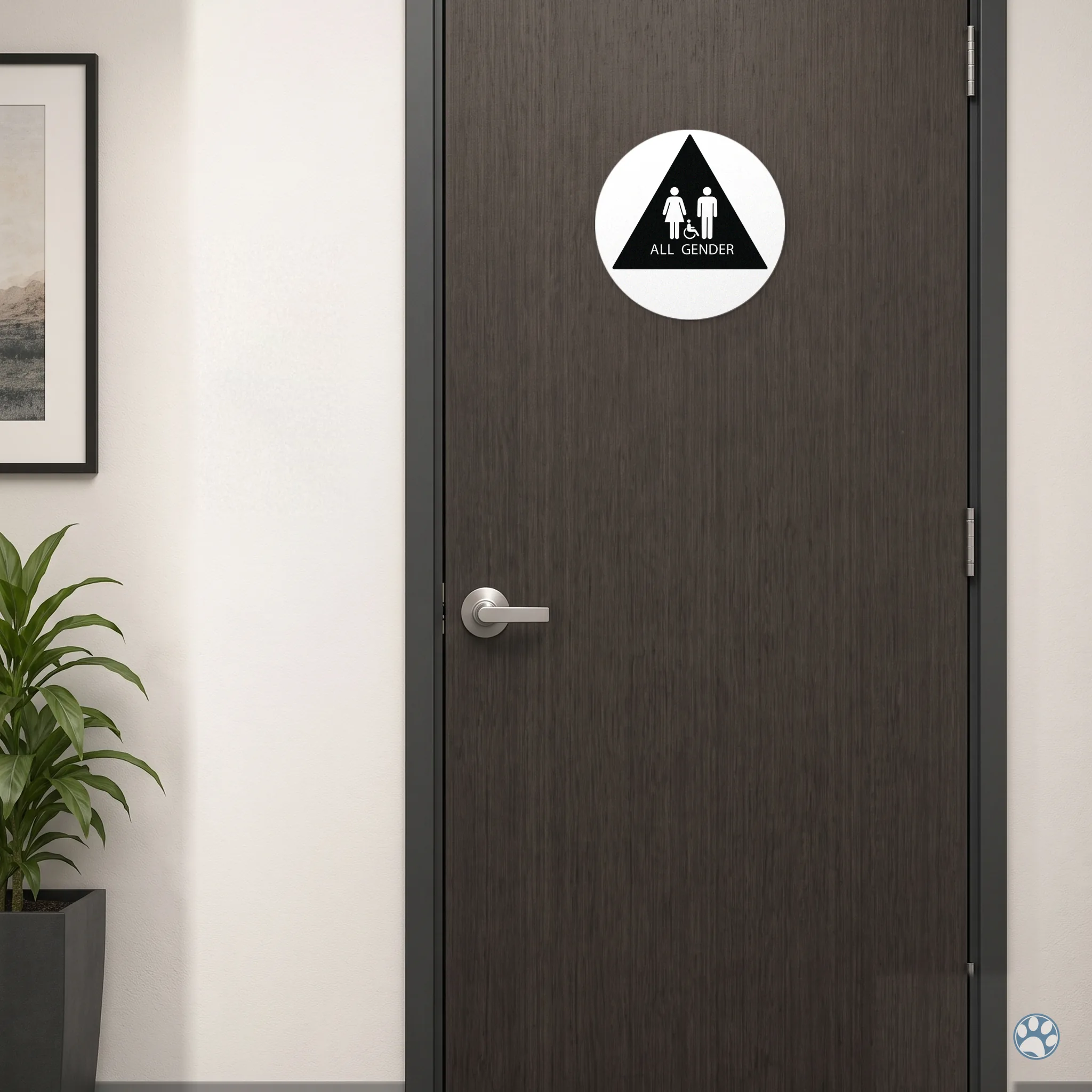 T24AGI all-gender restroom sign product gallery — 02-installed