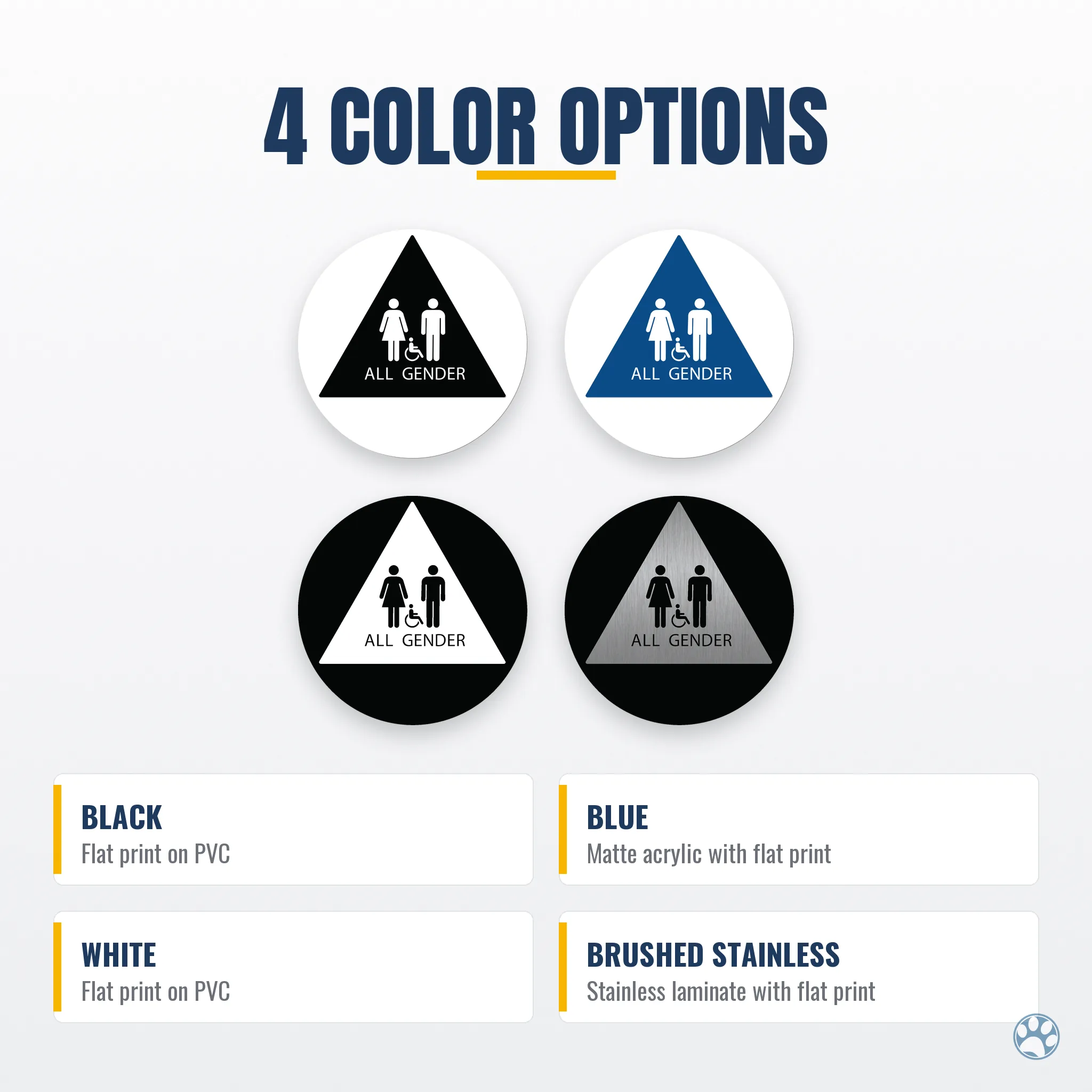 T24AGI all-gender restroom sign product gallery — 06-color-options