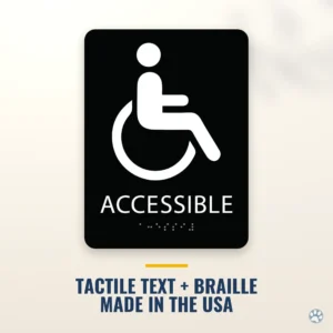 Handicap Accessible Sign - ADA Braille, 6" x 8" — black — hero