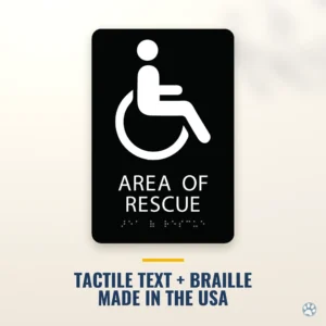 Area of Rescue Sign - ADA Braille, 6" x 9" — black — hero