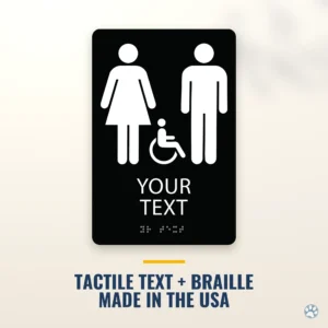 Custom Bathroom Sign - ADA Braille, 6" x 9" — black — hero