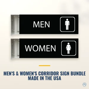 Men’s & Women’s Restroom Corridor Sign Bundle - 4"h x 12"w