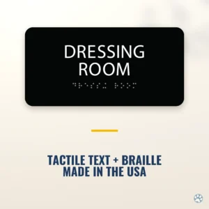 Dressing Room Sign - ADA Braille, 4" x 8" — black — hero