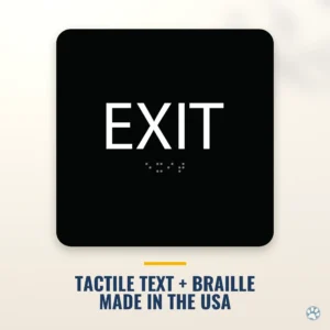 Exit Sign - ADA Braille, 6" x 6" — black — hero