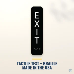 Vertical Exit Sign - ADA Braille, 8" x 2" — black — hero