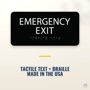 Emergency Exit Sign - ADA Braille, 4" x 8" — black — hero