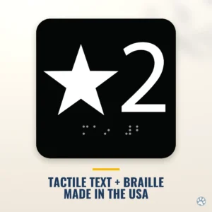 Elevator Floor Number Sign - ADA Braille, 4" x 4" — black — hero
