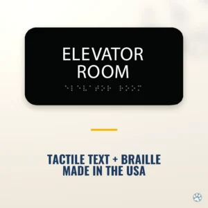 Elevator Room Sign - ADA Braille, 8" x 4" — black — hero