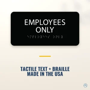 Employees Only Sign - ADA Braille, 8" x 4" — black — hero