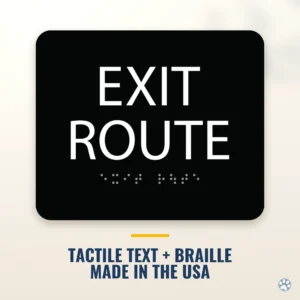Exit Route Sign - ADA Braille, 6" x 5" — black — hero