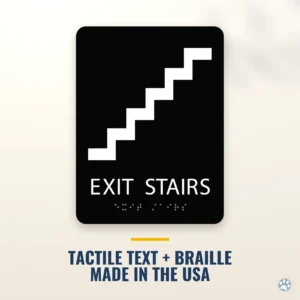 Exit Stairs Sign - ADA Braille, 6" x 8" — black — hero