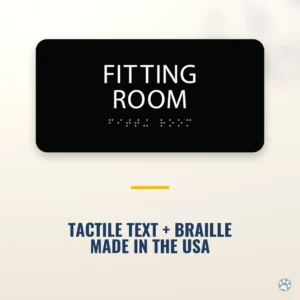 Fitting Room Sign - ADA Braille, 4" x 8" — black — hero