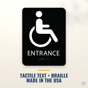 Handicap Entrance Sign - ADA Braille, 6" x 8" — black — hero
