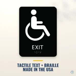 Handicap Exit Sign - ADA Braille, 8" x 6" — black — hero