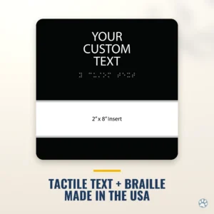 Custom Office Insert Sign - ADA Braille, 8" x 8" — black — hero