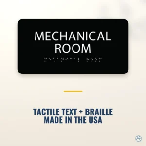 Mechanical Room Sign - ADA Braille, 8" x 4" — black — hero