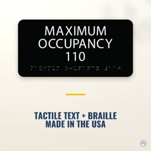 Custom Maximum Occupancy Sign with Braille - 4" x 8" — black — hero