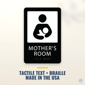 Mother's Room Sign - ADA Braille, 6" x 9" — black — hero