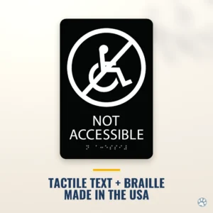 Not Handicap Accessible Sign - ADA Braille, 6" x 9" — black — hero