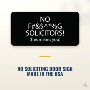 Funny No Soliciting Sign - 8" x 4" — black — hero