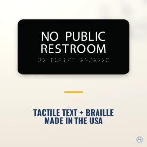 No Public Restroom Sign - ADA Braille, 8" x 4" — black — hero