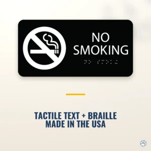 No Smoking Sign - ADA Braille, 8" x 4" — black — hero